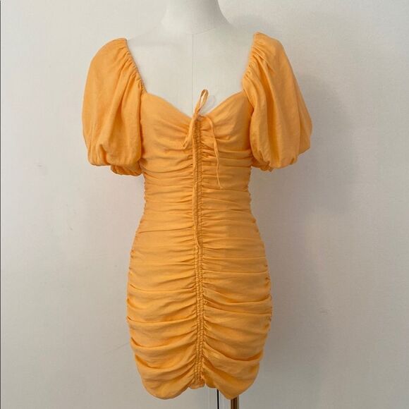 Guess Creamsicle Kiki Mini Ruched Dress Size 0 - Picture 2 of 14